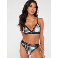 Tommy Hilfiger Gingham Lace Trim Triangle Bralette - Navy