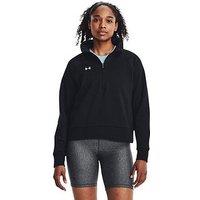 Under Armour Women'S Training Rival Fleece 1/2 Zip Top - Black/White