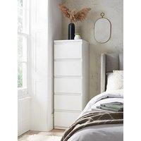 Very Home Lisson 5 Drawer Narrow Chest - White - Fsc Certified