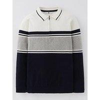 V By Very Boys Long Sleeve Zip Knitted Stripe Polo - Multi