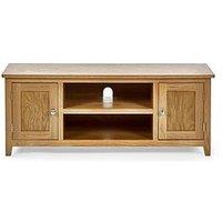 Julian Bowen Mallory Ready Assembled Solid Oak/Oak Veneers Widescreen Tv Unit - Fits Up To 70 Inch Tv