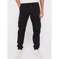 Jack & Jones Kane Loose Fit Cuffed Cargo Trousers - Black