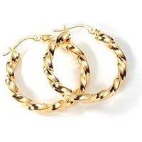 The Love Collection Italian 9Ct Yellow Gold Twist 25Mm Hoop Earrings
