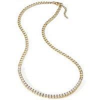 The Love Collection 14K Gold Plated Sterling Silver Cubic Zirconia Tennis Curb Necklace