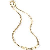 The Love Collection Italian Gold Plated Sterling Silver Triple Link Paperclip Necklace