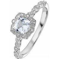 The Love Collection Arrosa 9Ct White Gold Aquamarine & Diamond Ring