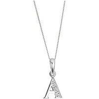 Love Diamond 9Ct White Gold Diamond Initial Pendant Necklace
