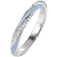 Evoke Sterling Silver Crystal Blue Enamel Stacker Ring