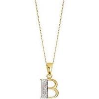 Love Diamond 9Ct Yellow Gold Diamond Initial Pendant Necklace