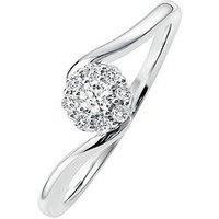 Love Diamond 9Ct White Gold 0.16Ct Diamond Cluster Engagement Ring