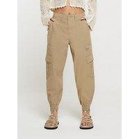 Ri Petite Zip Cuff Cargo Trouser - Beige