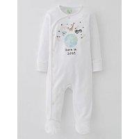 Mini V By Very Baby Unisex Born In 2024 Sleepsuit - White