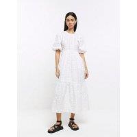 River Island Pocket Smock Midi Dress - White