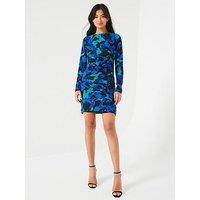 V By Very Ruched Crew Neck Floral Mini Dress