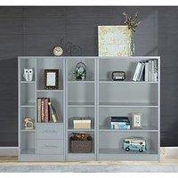 Very Home Metro 3 Piece Storage Bookcase Package - Grey - Fsc Certified
