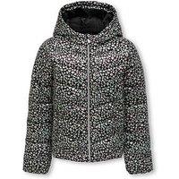 Only Kids Girls Talia Leopard Quilted Jacket - Night Sky