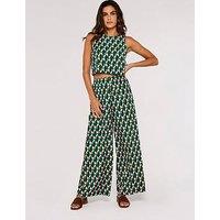 Apricot Printed Wide Leg Trousers