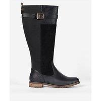 Barbour ANGE Ladies Leather/Nylon Comfortable Block Heel Round Toe Boots Black
