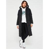 V By Very Premium Longline Padded Coat With Hood - Black