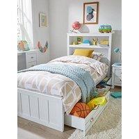Very Home Atlanta Children'S Single Bed With Drawers, Storage Headboard And Mattress Options (Buy And Save!) - White - Bed Frame With Premium Mattress