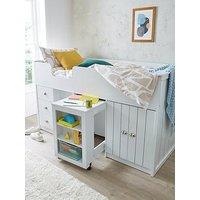 Very Home Atlanta Mid Sleeper Bed With Storage And Pull Out Desk - White - Bed Frame With Premium Mattress