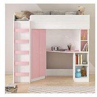 Very Home Miami Fresh High Sleeper Bed With Mattress Options (Buy And Save!) - Pink - Bed Frame With Standard Mattress