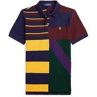 Ralph Lauren Boys Colour Block Stripe Polo Shirt - French Navy Multi