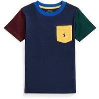 Ralph Lauren Boys Colour Block T-Shirt - French Navy Multi