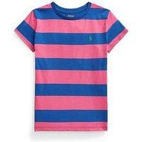 Ralph Lauren Girls Stripe T-Shirt - Preppy Pink/Chalet Blue