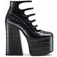 Marc Jacobs Kiki Croc-Embossed Platform Boots - Black