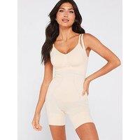 Dorina Open Bust Romper With Open Gusset - Beige