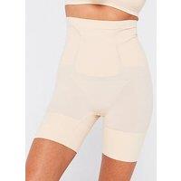 Dorina High Waist Shorts With Open Gusset - Beige