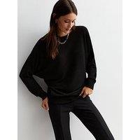New Look Black Ribbed Knit Batwing Top