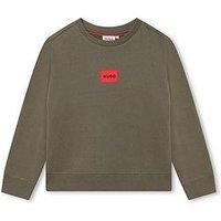 Hugo Boys Woven Label Logo Sweatshirt - Khaki