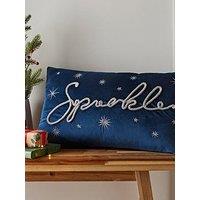 Catherine Lansfield Sparkle Filled Christmas Cushion 30 X 50Cm- Blue