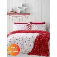 Catherine Lansfield Christmas Candy Cane Duvet Cover & Set