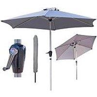 Glamhaus Tilting Light Grey Garden Table Parasol Umbrella 2.7M With Crank Handle, Uv40+ Protection, Includes Protection Cover - Robust Aluminium