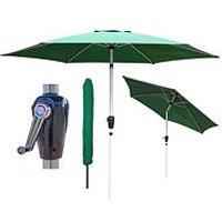 Glamhaus Tilting Green Garden Table Parasol Umbrella 2.7M With Crank Handle, Uv40+ Protection, Includes Protection Cover - Robust Aluminium