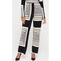 V By Very Plisse Matching Straight Trouser - Print