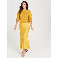 Lucy Mecklenburgh X V By Very Chartreuse Satin Midi Skirt - Chartreuse