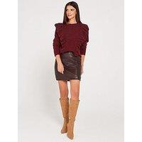 Lucy Mecklenburgh X V By Very Pu Mini Skirt - Wine