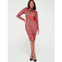 V By Very Corsage Ruched Mini Dress - Print