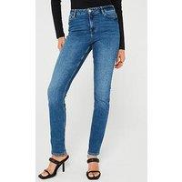 Pieces Kesia Mid Rise Straight Jean - Blue