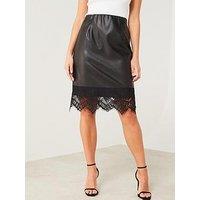 Vila High Waist Coated Skirt - Black