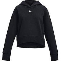Under Armour Girls Rival Fleece Crop Hoodie - Black/White