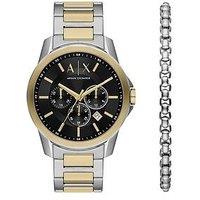 Armani Exchange Chronograph Two-Tone Stainless Steel Watch And Bracelet Set