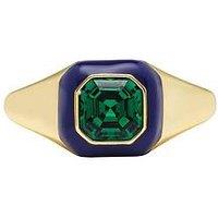 Fossil Green Crystal And Enamel Ring