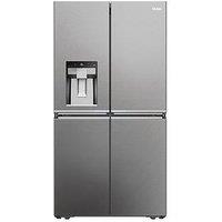 Haier Hcr7918Eimp Plumbed Total No Frost American Fridge Freezer With Water Dispenser, E Rated - Platinum Inox