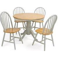 Very Home New Rubberwood Fixed Top 100 Cm Kentucky Dining Table + 4 Chairs - Grey