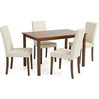 Very Home Primo 120 Cm Dining Table + 4 Faux Leather Chairs - Dark Wood/Cream